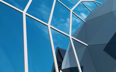 Architecture building background with window sky reclection