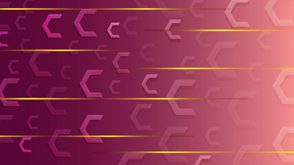 Golden stripes wallpaper on geometric shapes. Purple and pink color gradient background