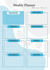 Abstract Blue Gray Weekly Planner Template For To Do List