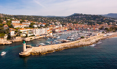 Fototapeta premium Birds eye view of Cassis, French Riviera, Southern France.