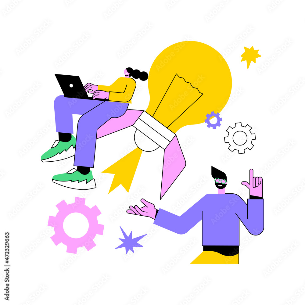 Poster innovative solution abstract concept vector illustration. innovative technological solution, problem