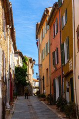 Fototapeta na wymiar Historic old alley in the Provencal village Grimaud, Provence, France