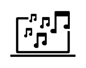 Laptop computer music note icon. Illustration vector