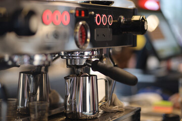 Coffee maker machine at coffee shop