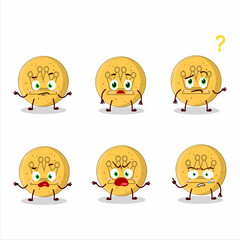 Cartoon character of dalgona candy king with what expression