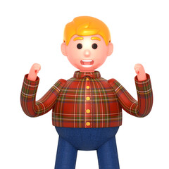 3d render of a cheerful man celebrating, successful achievement