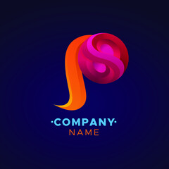 colorful p Letter logo, abstract colorful illustration