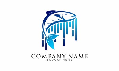 Jump fish illustration vector logo