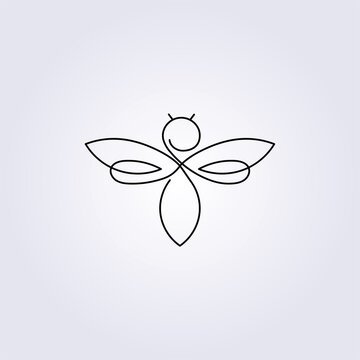 creative one line continuous bee hornet icon symbol sticker logo vector illustration design, simple minimalist template design graphic