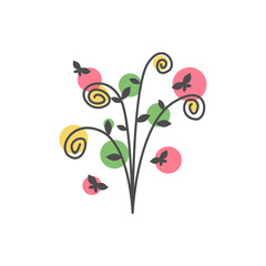 Flowers and Butterflies Logo Design Vector