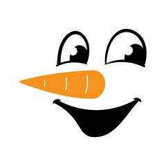 Cartoon Snowman Face Vector Illustration