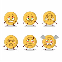 Dalgona candy trefoils cartoon character with various angry expressions