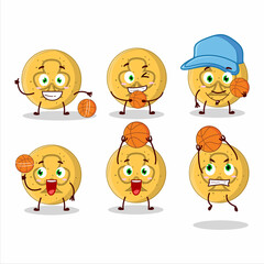 Talented Dalgona candy trefoils cartoon character as a basketball athlete