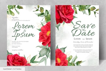 Beautiful Watercolor Wedding Invitation Set with Hand Drawn Floral