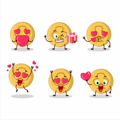 Dalgona candy trefoils cartoon character with love cute emoticon