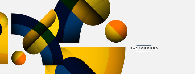 Geometric abstract background. Round shapes, circles, lines composition for wallpaper banner background or landing page