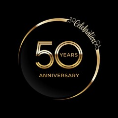50th anniversary logotype. Golden anniversary celebration emblem design for booklet, leaflet, magazine, brochure poster, web, invitation or greeting card. Vector illustrations. EPS 10