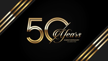 50th anniversary logotype. Golden anniversary celebration emblem design for booklet, leaflet, magazine, brochure poster, web, invitation or greeting card. Vector illustrations. EPS 10