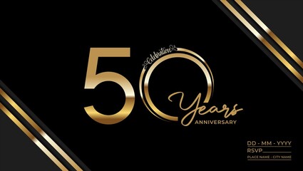 50th anniversary logotype. Golden anniversary celebration emblem design for booklet, leaflet, magazine, brochure poster, web, invitation or greeting card. Vector illustrations. EPS 10