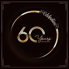 60th anniversary logotype. Golden anniversary celebration emblem design for booklet, leaflet, magazine, brochure poster, web, invitation or greeting card. Vector illustrations. EPS 10