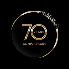 70th anniversary logotype. Golden anniversary celebration emblem design for booklet, leaflet, magazine, brochure poster, web, invitation or greeting card. Vector illustrations. EPS 10