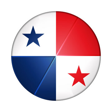 Glass light ball with flag of Panama. Round sphere, template icon. National symbol. Glossy realistic ball, 3D abstract vector illustration highlighted on a white background. Big bubble.