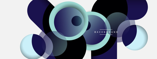 Vector round shapes circles minimal geometric background. Vector illustration for wallpaper banner background or landing page