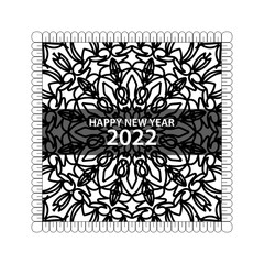 Happy new year 2022  in hand drawn indian ornament mandala 