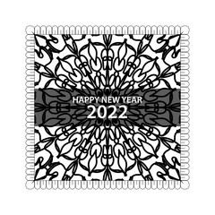 Happy new year 2022  in hand drawn indian ornament mandala 