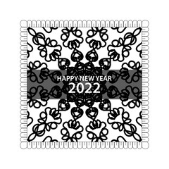 Happy new year 2022  in hand drawn indian ornament mandala 