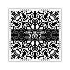 Happy new year 2022  in hand drawn indian ornament mandala 
