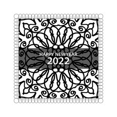 Happy new year 2022  in hand drawn indian ornament mandala 