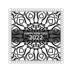 Happy new year 2022  in hand drawn indian ornament mandala 