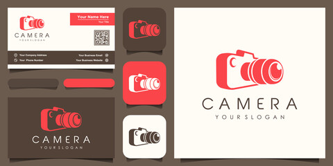 Modern photographer camera logo. Vector illustration.
