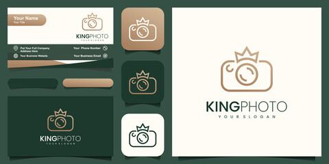 King Crown Queen Shutter Lens Aperture Camera Photography Logo Design Vector