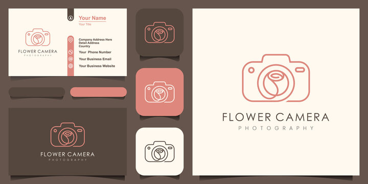 flower camera logo, design vector simple elegant