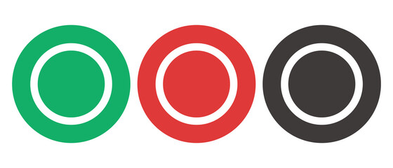 Green, red and black circle icon. Vectors representing success and correctness.