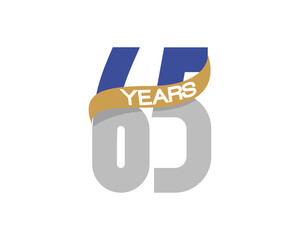 65 years anniversary logo with golden ribbon