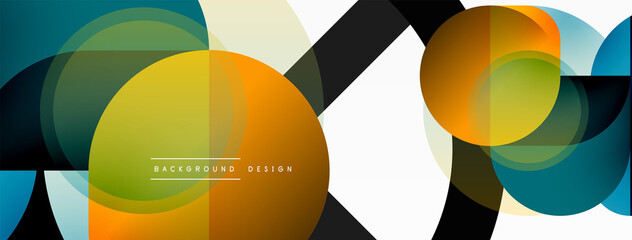 Obraz premium Creative geometric wallpaper. Minimal circle triangle and square line abstract background. Vector illustration for wallpaper banner background or landing page