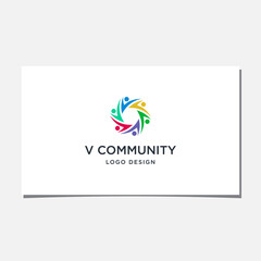 v community logo design vector