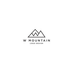 W MOUNTAIN LOGO DESIGN VECTOR