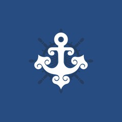simple ship anchor and rudder logo. vector illustration for business logo or icon