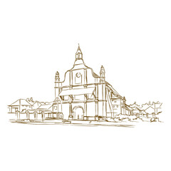 Fort Kochi's (Cochin) colonial historical streets and old architecture buildings.