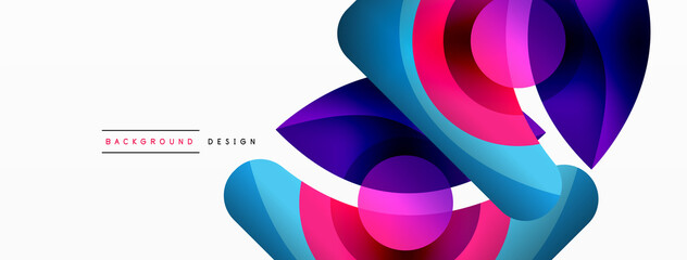 Fototapeta na wymiar Abstract background with color geometric shapes. Beautiful minimal backdrop with round shapes circles and lines. Geometrical design. Vector illustration