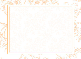 Pastel orange flower wedding invitation card template background with plants and flowers