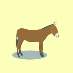 Donkey Animal Cartoon Flat Vector