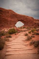 View of Turret Arch, storm clouds in the sky in Arches National Park, Utah, USA  © Володимир Маценко