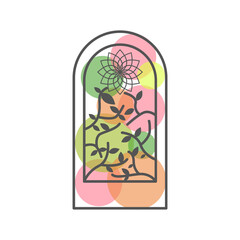 Ornamental Plant Logo Design Vector