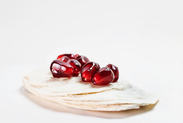Red seeds of pomegranate