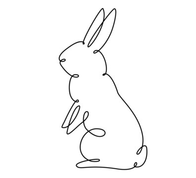 Easter bunny continuous one line drawing. Rabbit simple image. Minimalist vector illustration.
